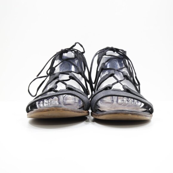 Vince Camuto Tany Black Leather Flat Gladiator Sandals - 9.5 - Picture 2 of 7